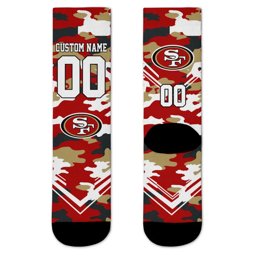 San Francisco 49ers Socks Customized Woodland Camo Red Best Selling San Francisco 49ers Socks Customized Woodland Camo Red Best Selling