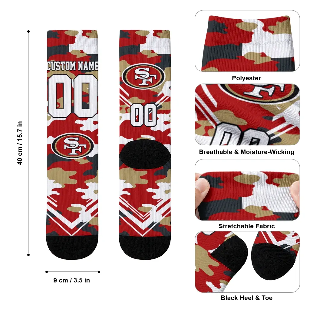 San Francisco 49ers Socks Customized Woodland Camo Red High Quality San Francisco 49ers Socks Customized Woodland Camo Red High Quality