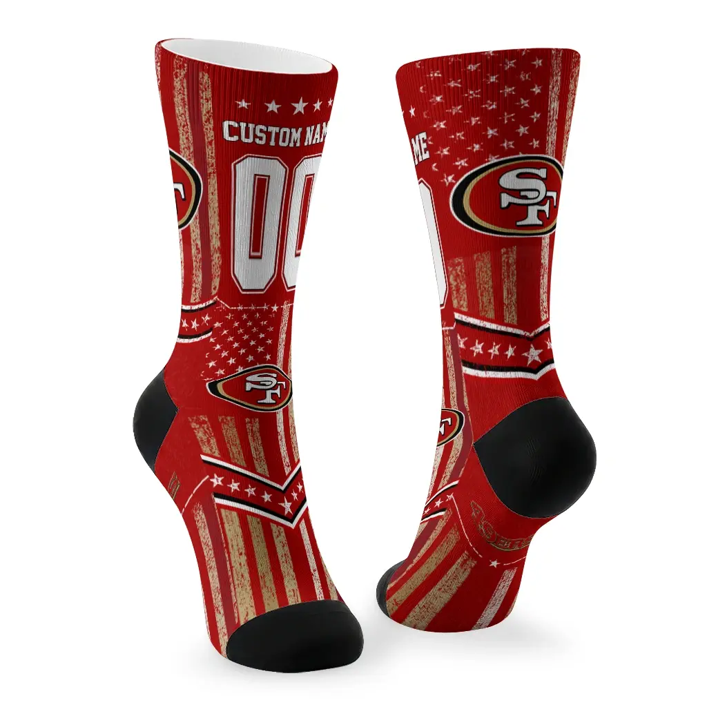 San Francisco 49ers Socks Personalized Star Stripes Red White Fashion Forward San Francisco 49ers Socks Personalized Star Stripes Red White Fashion Forward