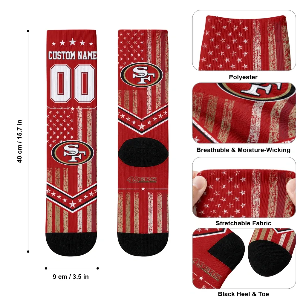 San Francisco 49ers Socks Personalized Star Stripes Red White High Quality San Francisco 49ers Socks Personalized Star Stripes Red White High Quality