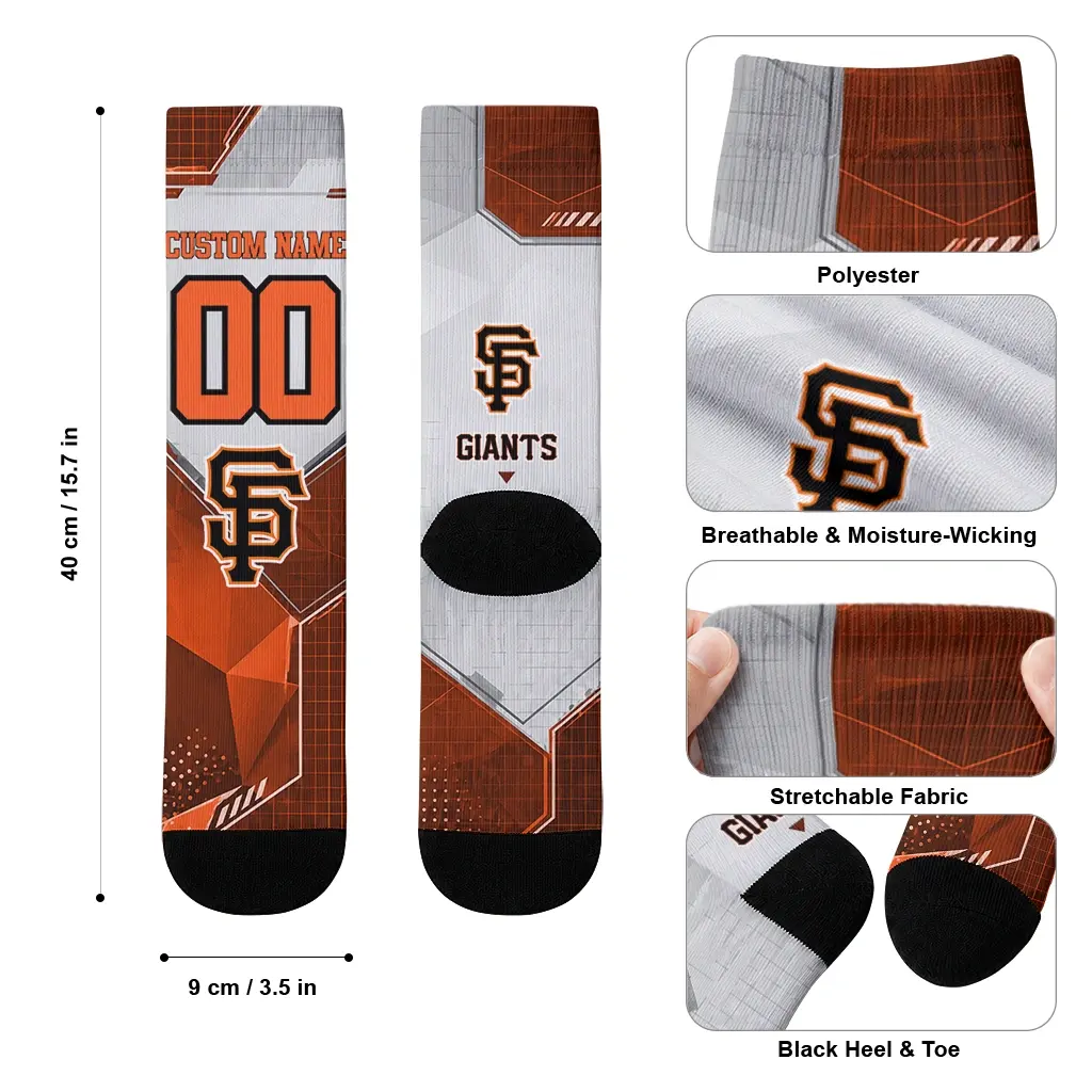 San Francisco Giants Socks Custom Geometric Tech Orange High Quality San Francisco Giants Socks Custom Geometric Tech Orange High Quality