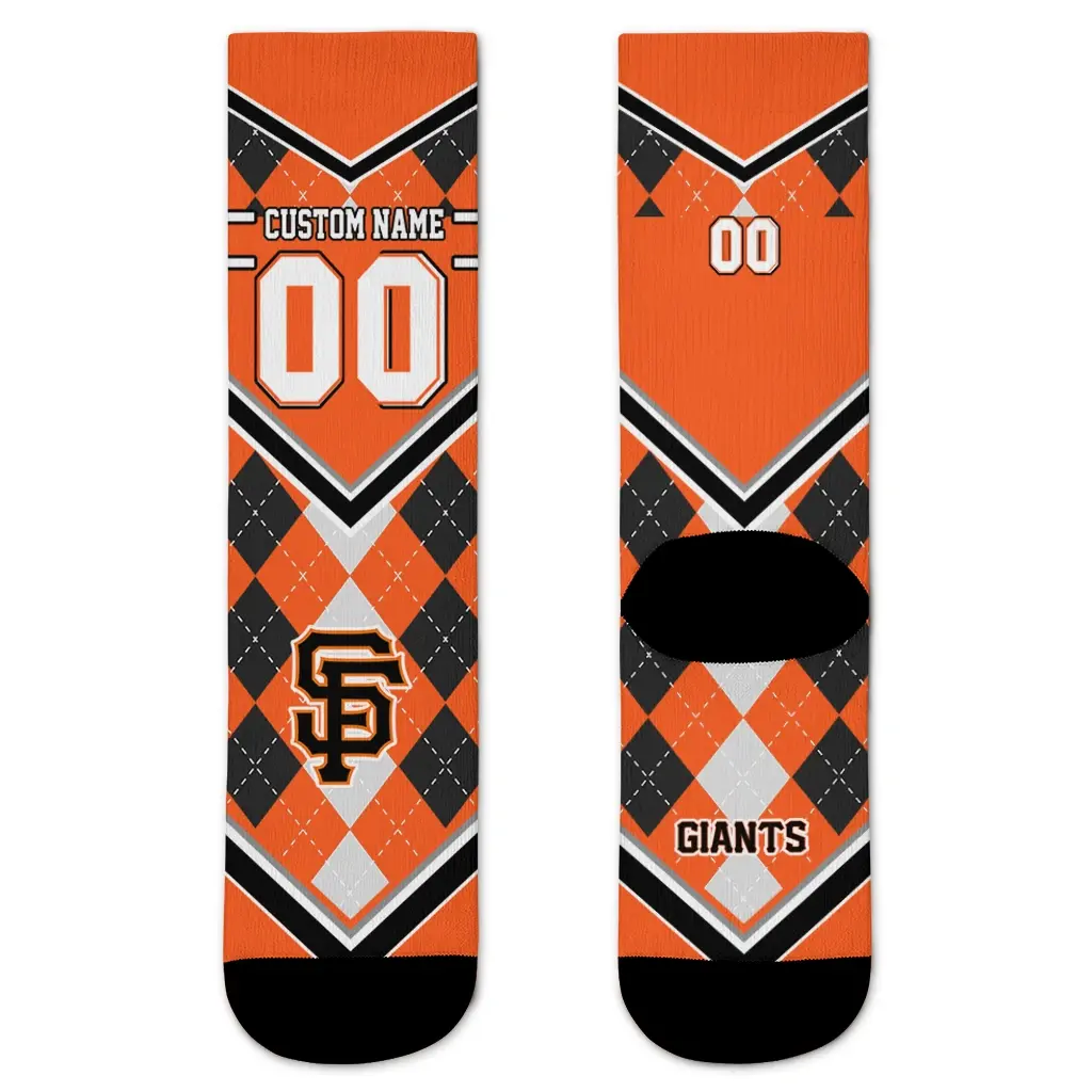 San Francisco Giants Socks Customized Argyle Pattern Orange Best Selling San Francisco Giants Socks Customized Argyle Pattern Orange Best Selling