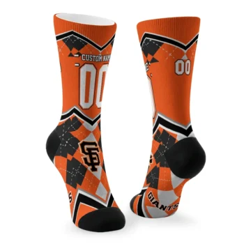 San Francisco Giants Socks Customized Argyle Pattern Orange Fashion Forward
