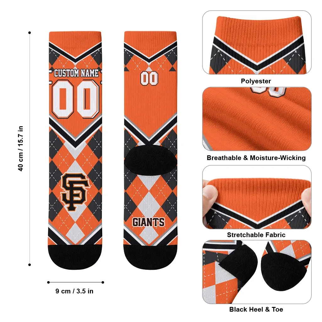 San Francisco Giants Socks Customized Argyle Pattern Orange High Quality San Francisco Giants Socks Customized Argyle Pattern Orange High Quality