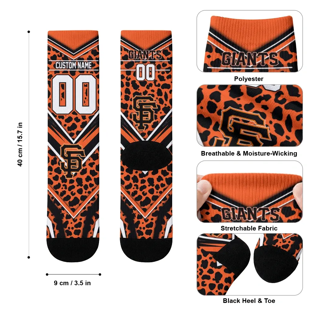 San Francisco Giants Socks Personalized Leopard Print Orange Black High Quality San Francisco Giants Socks Personalized Leopard Print Orange Black High Quality