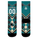 San Jose Sharks Socks Custom Argyle Pattern Teal Best Selling