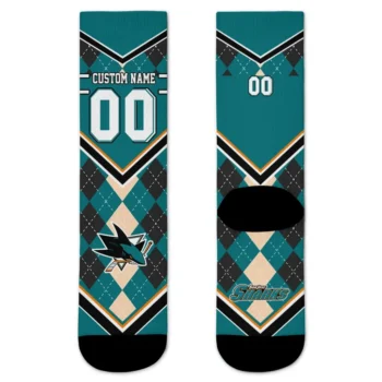 San Jose Sharks Socks Custom Argyle Pattern Teal Best Selling