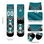 San Jose Sharks Socks Custom Argyle Pattern Teal Best Selling
