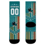 San Jose Sharks Socks Custom Star Stripes Teal White Best Selling
