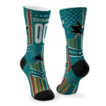 San Jose Sharks Socks Custom Star Stripes Teal White Best Selling