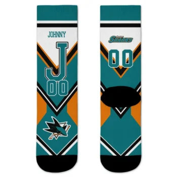 San Jose Sharks Socks Customized Arrow Blocks Teal Best Selling