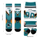San Jose Sharks Socks Customized Arrow Blocks Teal Best Selling