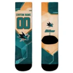 San Jose Sharks Socks Personalized Geometric Tech Teal Best Selling