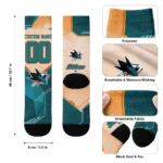 San Jose Sharks Socks Personalized Geometric Tech Teal Best Selling