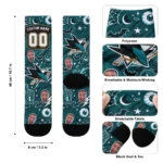 San Jose Sharks Socks Personalized Scattered Icons Teal Best Selling