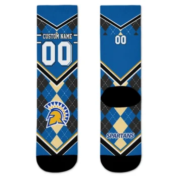 San Jose State Spartans Socks Custom Argyle Pattern Blue Best Selling