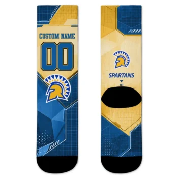 San Jose State Spartans Socks Custom Geometric Tech Blue Best Selling