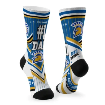San Jose State Spartans Socks Custom Pinstripe Chevron Blue White Fashion Forward
