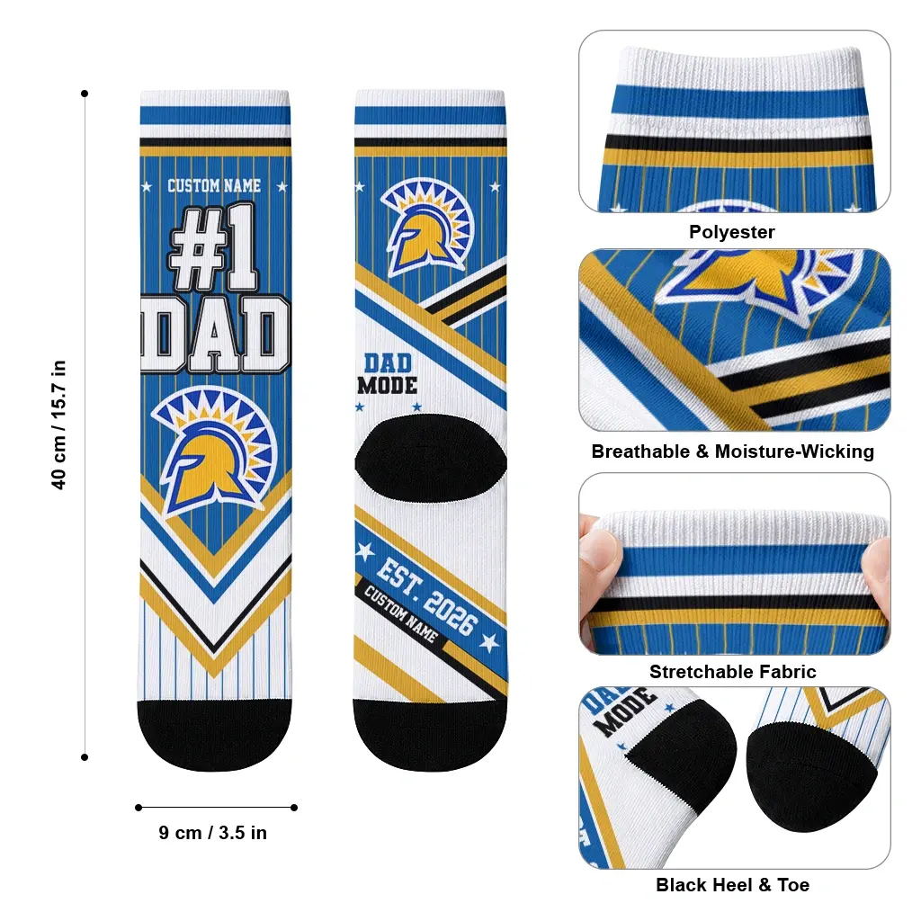 San Jose State Spartans Socks Custom Pinstripe Chevron Blue White High Quality San Jose State Spartans Socks Custom Pinstripe Chevron Blue White High Quality