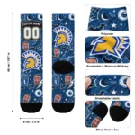 San Jose State Spartans Socks Custom Scattered Icons Blue Best Selling