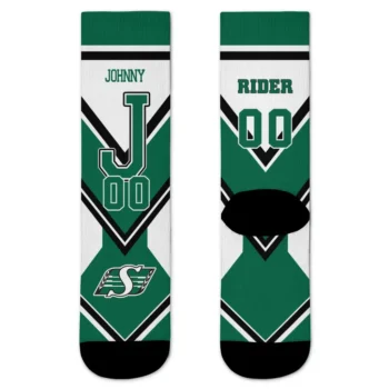 Saskatchewan Roughriders Socks Personalized Arrow Blocks Green Best Selling