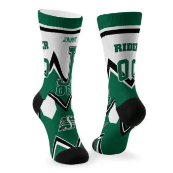 Saskatchewan Roughriders Socks Personalized Arrow Blocks Green Fashion Forward