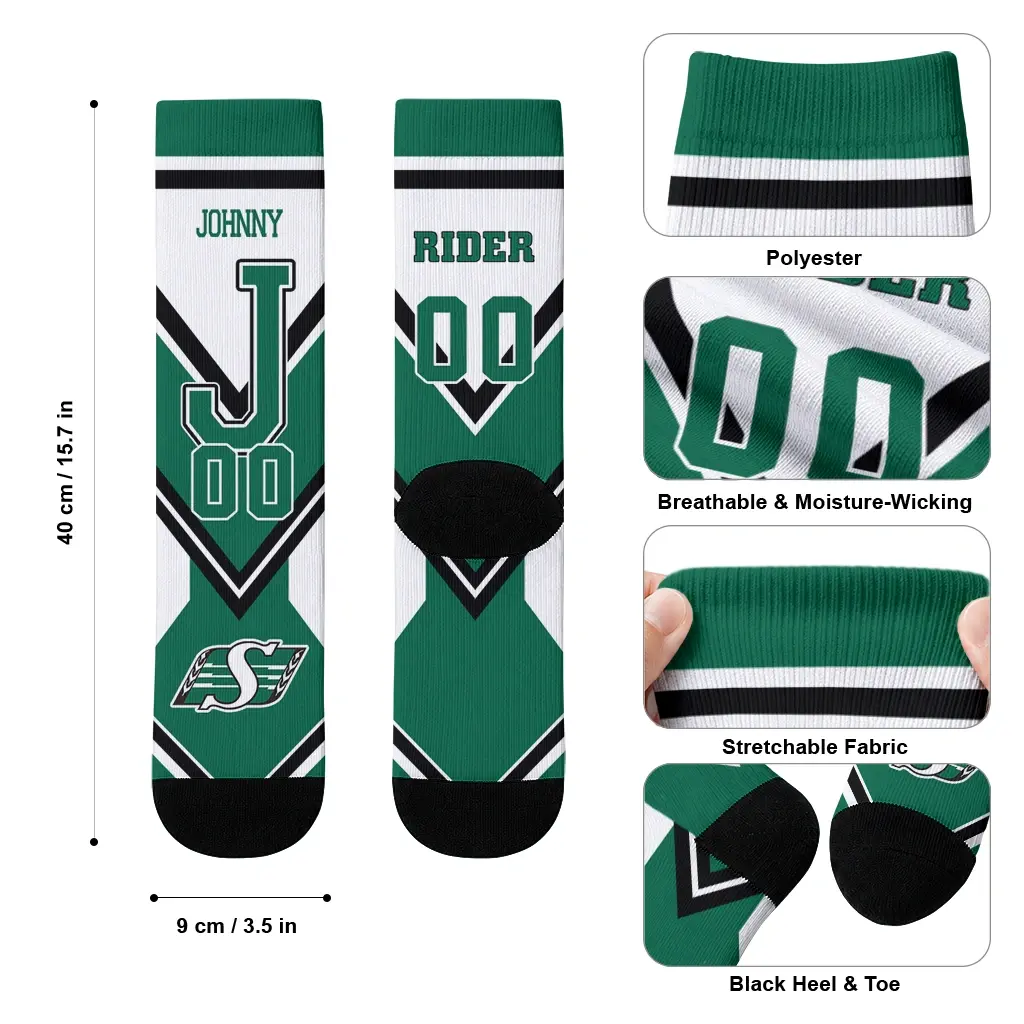 Saskatchewan Roughriders Socks Personalized Arrow Blocks Green High Quality Saskatchewan Roughriders Socks Personalized Arrow Blocks Green High Quality