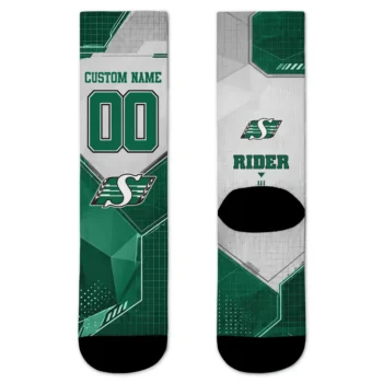 Saskatchewan Roughriders Socks Personalized Geometric Tech Green Best Selling