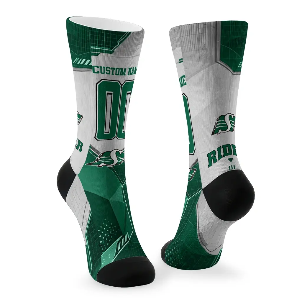 Saskatchewan Roughriders Socks Personalized Geometric Tech Green Fashion Forward Saskatchewan Roughriders Socks Personalized Geometric Tech Green Fashion Forward