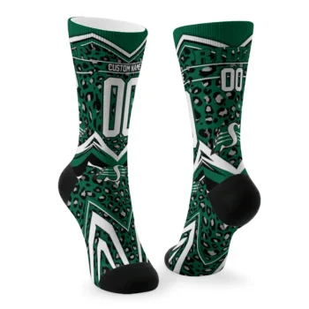 Saskatchewan Roughriders Socks Personalized Leopard Print Green Black Fashion Forward