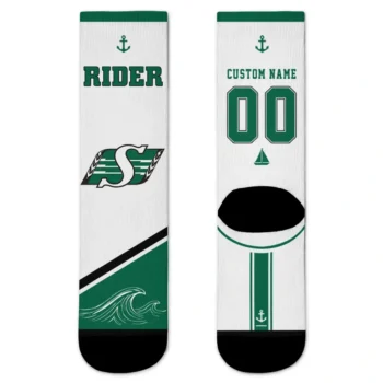 Saskatchewan Roughriders Socks Personalized Nautical Icons Green White Best Selling
