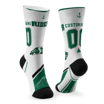 Saskatchewan Roughriders Socks Personalized Nautical Icons Green White Fashion Forward