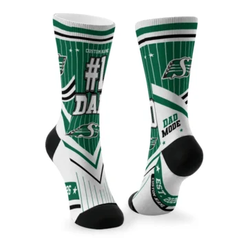 Saskatchewan Roughriders Socks Personalized Pinstripe Chevron Green White Fashion Forward