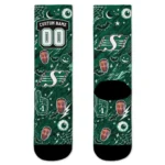 Saskatchewan Roughriders Socks Personalized Scattered Icons Green Best Selling