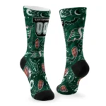 Saskatchewan Roughriders Socks Personalized Scattered Icons Green Best Selling