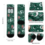 Saskatchewan Roughriders Socks Personalized Scattered Icons Green Best Selling