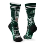 Saskatchewan Roughriders Socks Personalized Snowy Scene Green White Best Selling