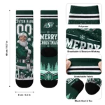 Saskatchewan Roughriders Socks Personalized Snowy Scene Green White Best Selling