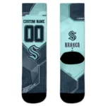 Seattle Kraken Socks Custom Geometric Tech Blue Best Selling