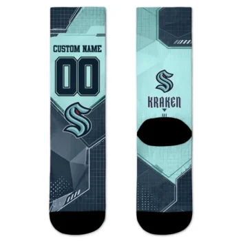 Seattle Kraken Socks Custom Geometric Tech Blue Best Selling