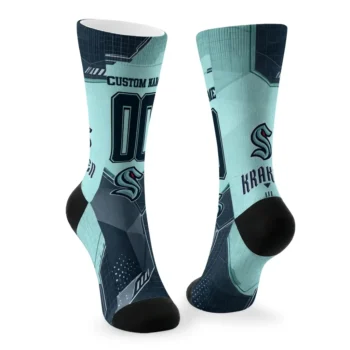 Seattle Kraken Socks Custom Geometric Tech Blue Fashion Forward
