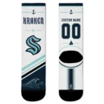 Seattle Kraken Socks - Customized Nautical Icons Blue White