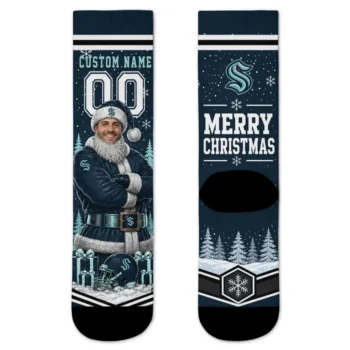 Seattle Kraken Socks Customized Snowy Scene Blue White Best Selling