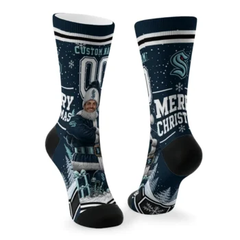 Seattle Kraken Socks Customized Snowy Scene Blue White Fashion Forward