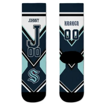 Seattle Kraken Socks Personalized Arrow Blocks Blue Best Selling