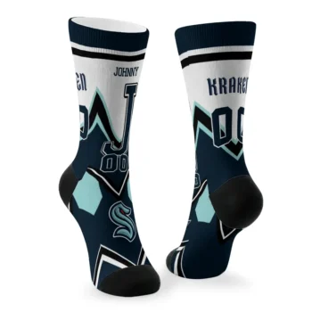 Seattle Kraken Socks Personalized Arrow Blocks Blue Fashion Forward