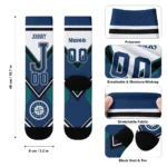 Seattle Mariners Socks Custom Arrow Blocks Navy Blue Best Selling
