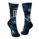 Seattle Mariners Socks Custom Leopard Print Navy Blue Black Best Selling
