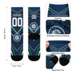 Seattle Mariners Socks Custom Leopard Print Navy Blue Black Best Selling