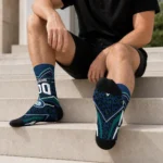 Seattle Mariners Socks Custom Leopard Print Navy Blue Black Best Selling